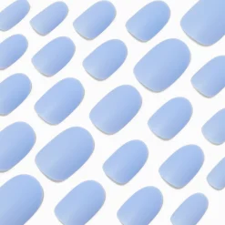 Matte Baby Blue Medium Oval Vegan Faux Nail Set - 24 Pack