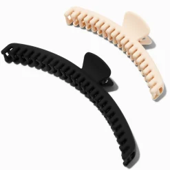 Matte Black & Ivory Athletic Hair Claws - 2 Pack