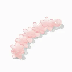 Matte Pink Flower Banana Hair Claw Clip