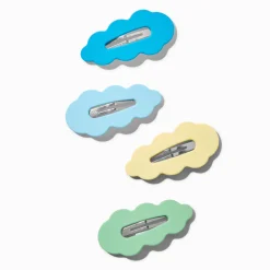 Matte Scalloped Cool Blue Snap Hair Clips - 4 Pack