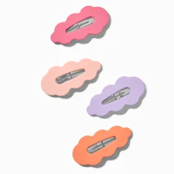 Matte Scalloped Hot Pink Snap Hair Clips - 4 Pack