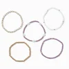 Mauve Gold-tone Beaded Stretch Bracelets - 5 Pack