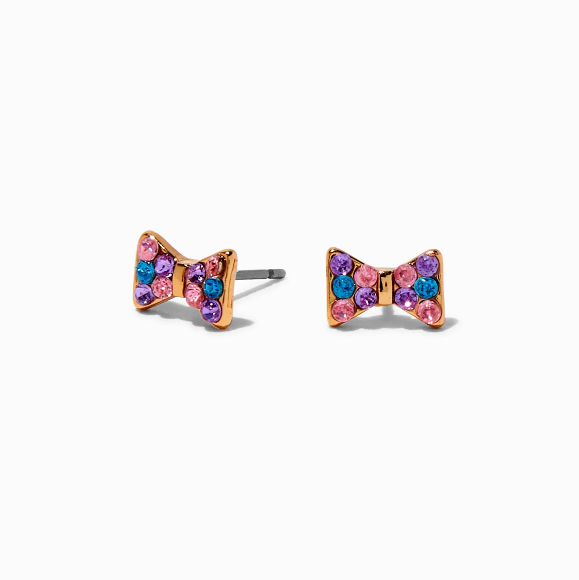 Mini clous d'oreilles à nœud en strass couleur dorée