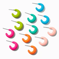 Mini créoles arc-en-ciel mates - Lot de 6