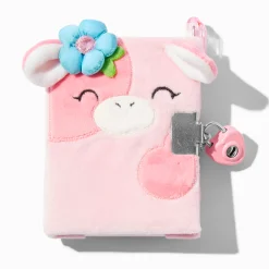 Mini journal à cadenas en peluche vache rose Claire's Club