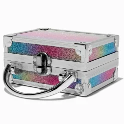 Mini palette de maquillage de voyage à cadenas avec paillettes arc-en-ciel Claire's Club