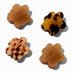 Mini pinces à cheveux fleur écaille de tortue - Lot de 4