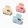Mini pinces à cheveux iridescentes strass cerise - Lot de 3