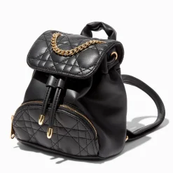 Mini sac à dos à rabat matelassé noir