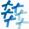 Mixed Blue Lace Hair Bow Clips - 6 Pack