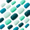 Monochromatic Blue Oval Vegan Faux Nail Set - 24 Pack