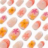 Orange Seashell & Starfish Stiletto Press On Vegan Faux Nail Set - 24 Pack