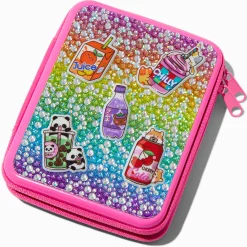 Palette compacte de maquillage et étui en fer bling-bling boissons petits animaux