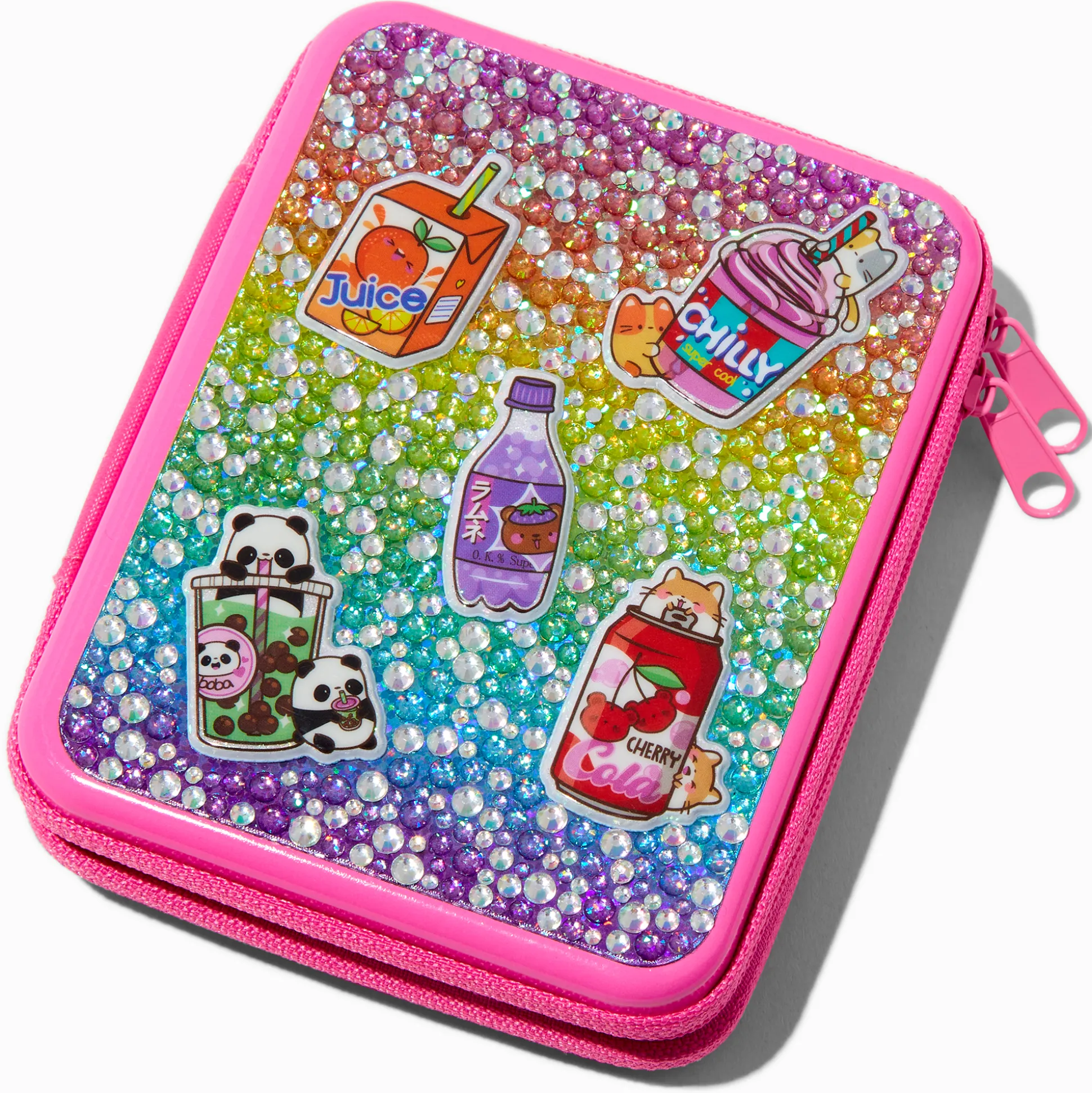 Palette compacte de maquillage et étui en fer bling-bling boissons petits animaux