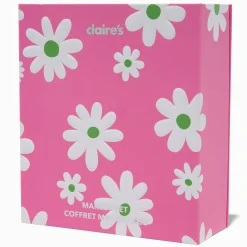 Palette compacte de maquillage mini livre marguerite rose