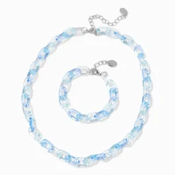 Parure de bijoux chaînette épaisse acrylique bleue Claire's Club - Lot de 2