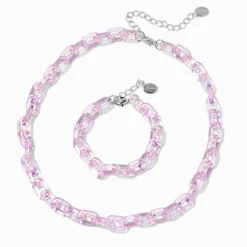 Parure de bijoux chaînette épaisse acrylique violets Claire's Club - Lot de 2
