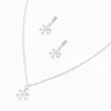 Parure de bijoux flocon de neige en zircon cubique couleur argentée - Lot de 2