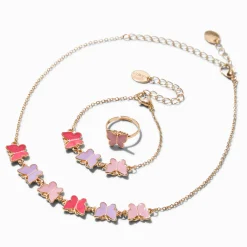 Parure de bijoux papillons connectés couleur dorée Claire's Club - Lot de 3