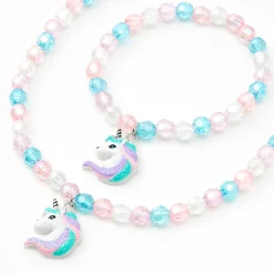 Parure de bijoux perlée licorne Claire's Club - Lilas, lot de 2