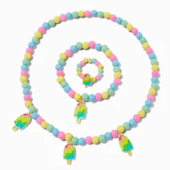 Parure de bijoux perlés sucette multicolore mate Claire's Club - Lot de 3