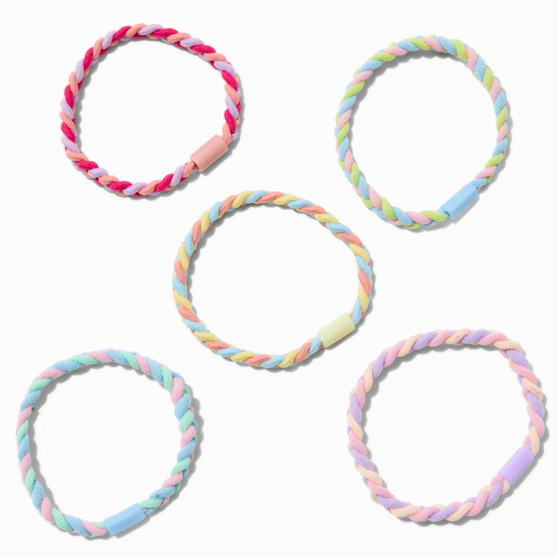 Pastel Braided Hair Ties - 5 Pack