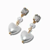 Pearl Heart Linear Drop Earrings