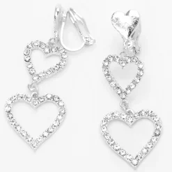 Pendantes à clip à trois cœurs 4 cm couleur argentée