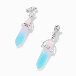 Pendantes à clip avec strass mystiques phosphorescents 2,5 cm bleues et roses