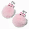 Pendantes à clip 4 cm à pompons chats roses