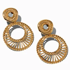 Pendantes à clip 5 cm double cercle couleur dorée