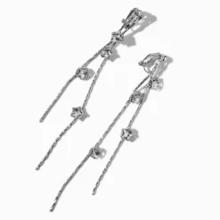 Pendantes à clip 8 cm linéaires étoile couleur argentée