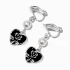 Pendantes à clip 2,5 cm perle d'imitation et cœur noires