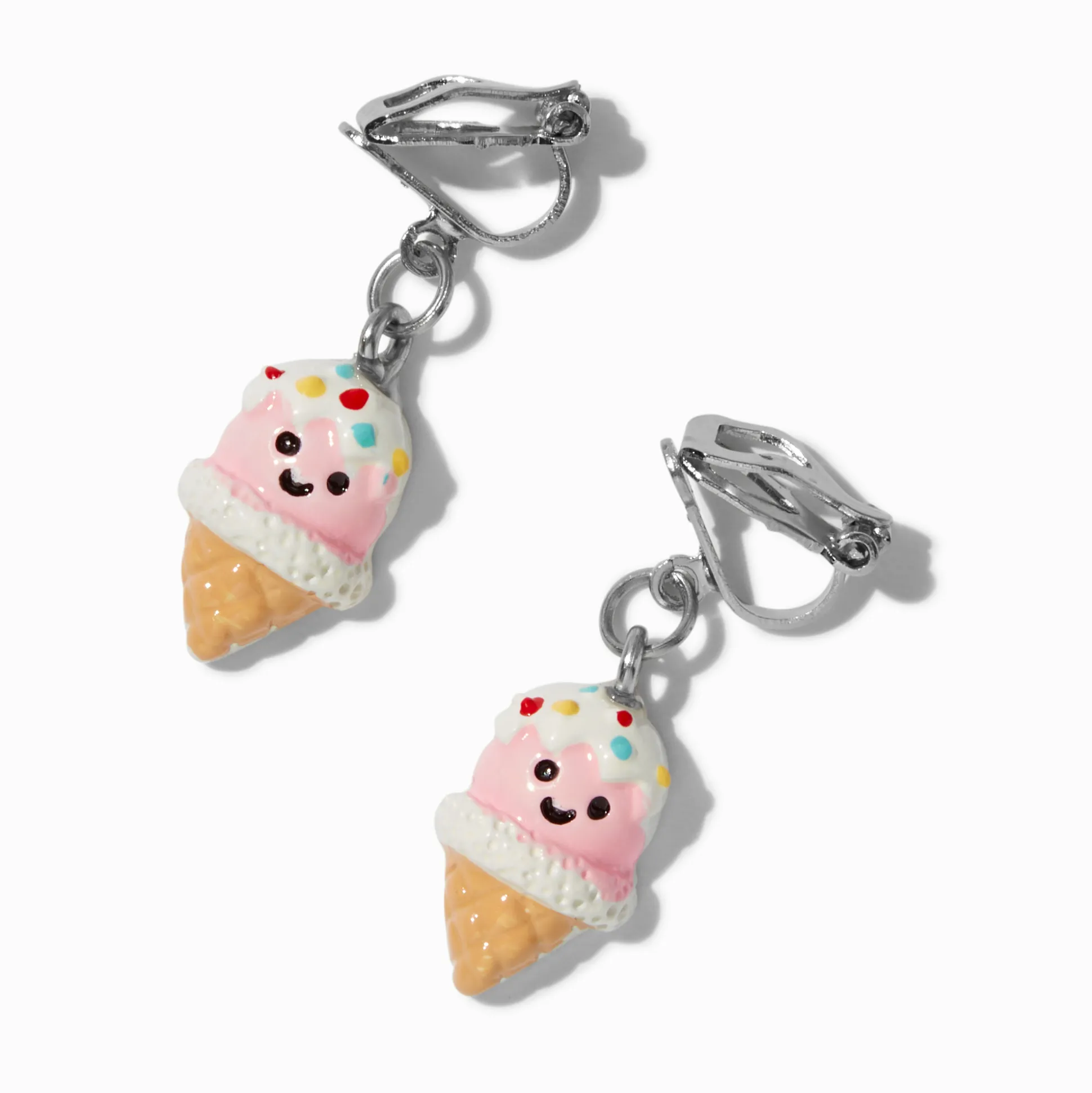 Pendantes à clip cornet de glace et visage souriant