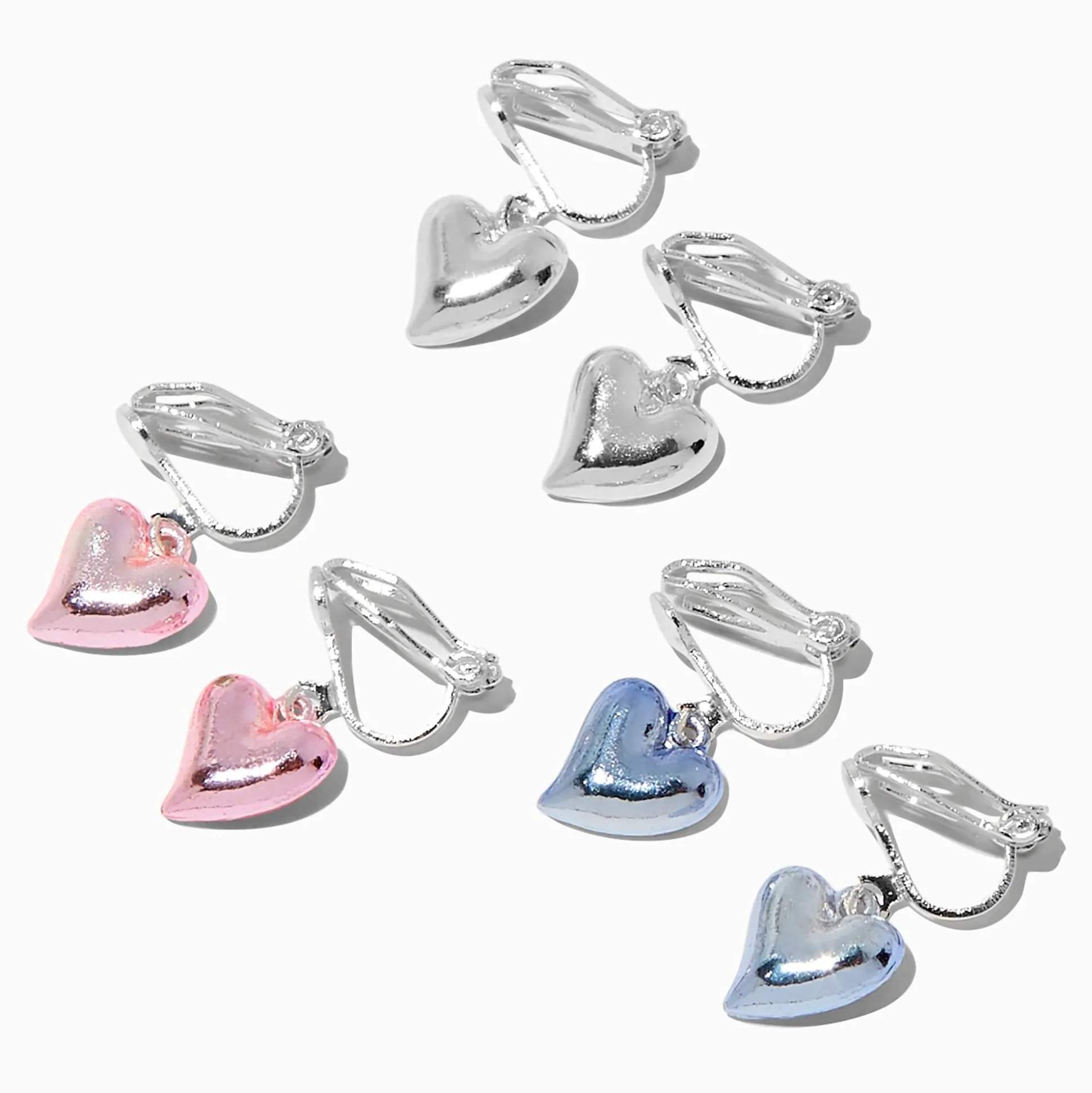 Pendantes à clip cœur bombé - Lot de 3