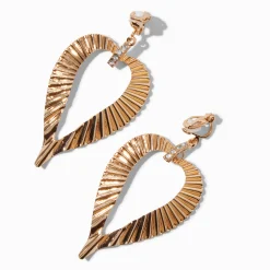 Pendantes à clip cœur texturée couleur dorée