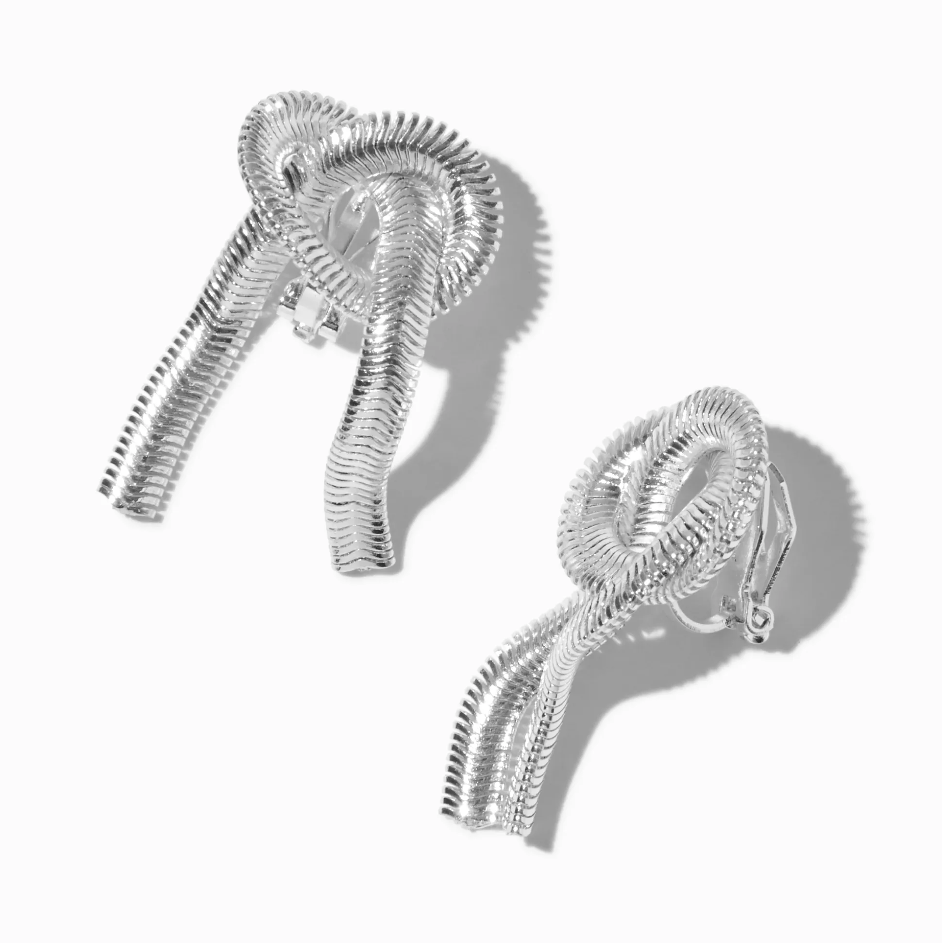 Pendantes à clip de 1,5 cm corde nouée couleur argentée