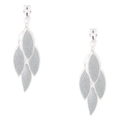 Pendantes à clip de 3,8 cm avec feuilles effet chandelier à paillettes couleur argenté