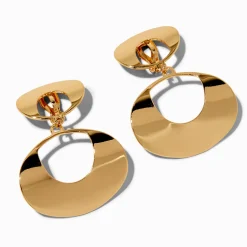 Pendantes à clip disque ovale double couleur dorée