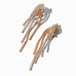 Pendantes à clip linéaires avec frange couleur dorée