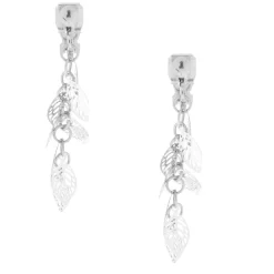 Pendantes à clip motif feuille 3,8 cm couleur argenté