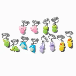Pendantes à clip pompon petits animaux - Lot de 6