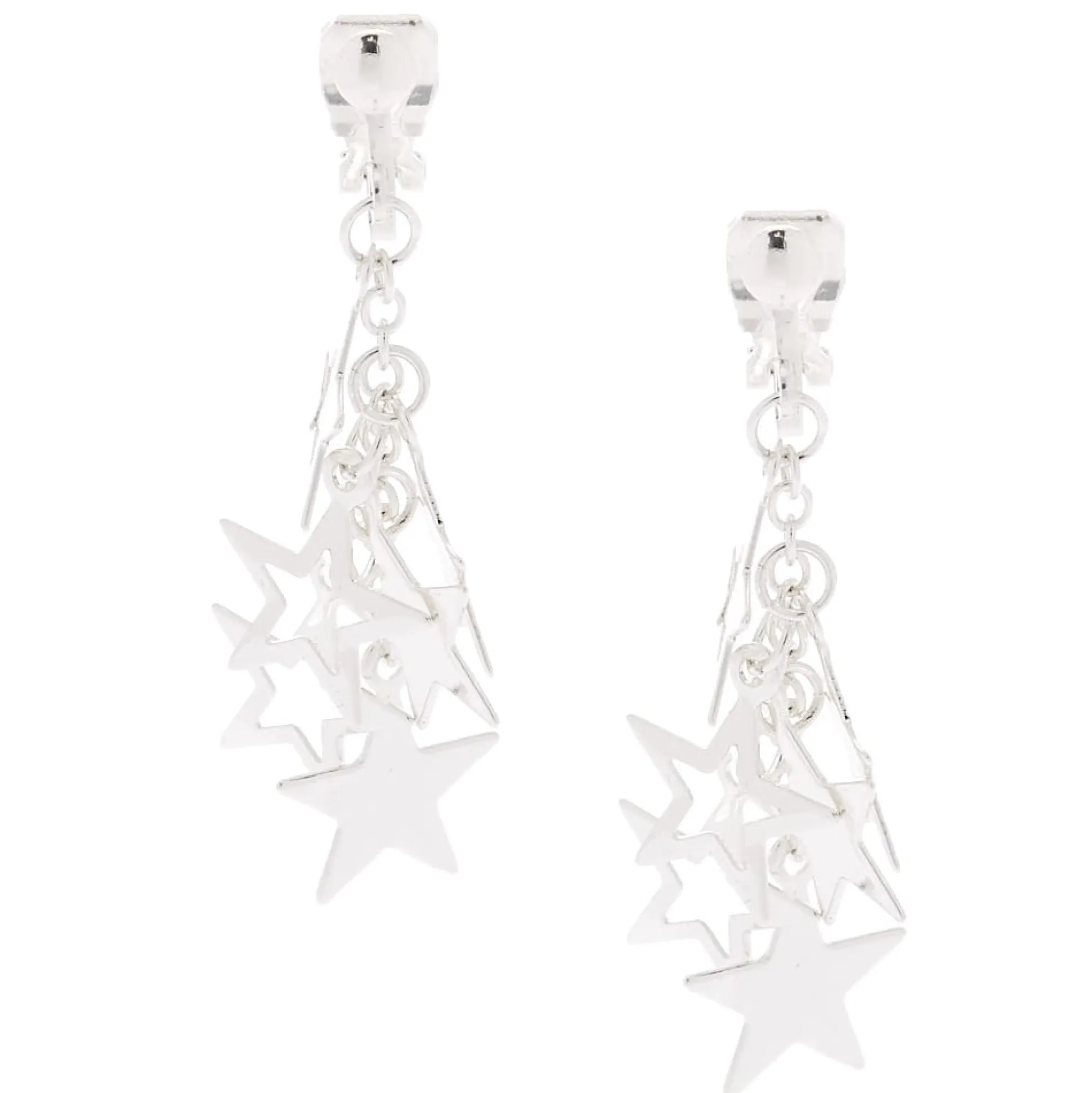 Pendantes à clip étoile couleur argenté 2,5 cm