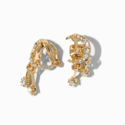 Pendantes à clip étoile et croissant de lune 2,5 cm couleur dorée