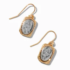 Pendantes à médaillon roses en métaux mixtes