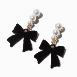 Pendantes à nœud perle d'imitation et imitation velours