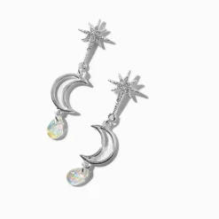 Pendantes AB iridescentes étoile dépareillées couleur argentée