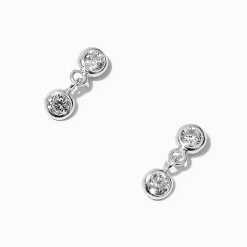 Pendantes avec double zircon cubique en serti clos couleur argentée C LUXE by Claire’s