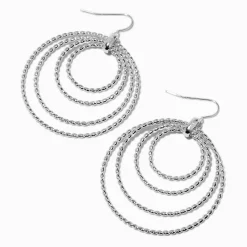 Pendantes 4 cm anneau torsadé couleur argentée