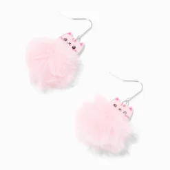 Pendantes 4 cm avec pompons chat roses